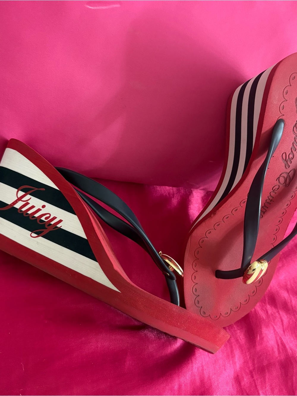 Juicy Couture Y2K Wedge Flip Flops